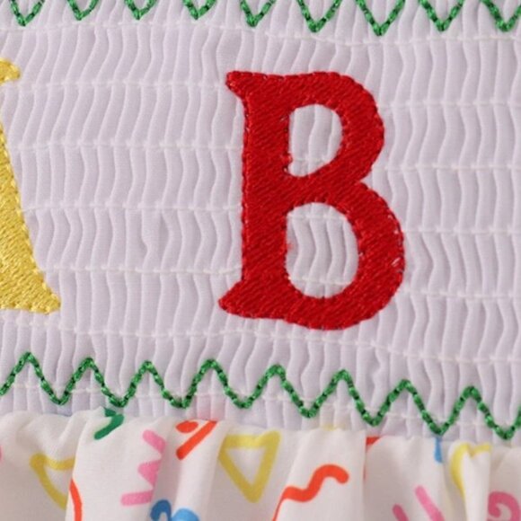 Boutique Back to School ABC Alphabet Embroidered Smocked Dress - Picture 3 of 7